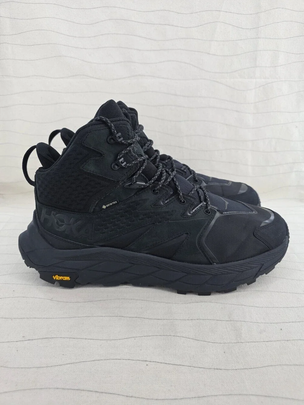 Hoka Mens Anacapa Mid GTX Black Trail Hiking Boots Shoes 1122018 BBLC Sz 12D EUC